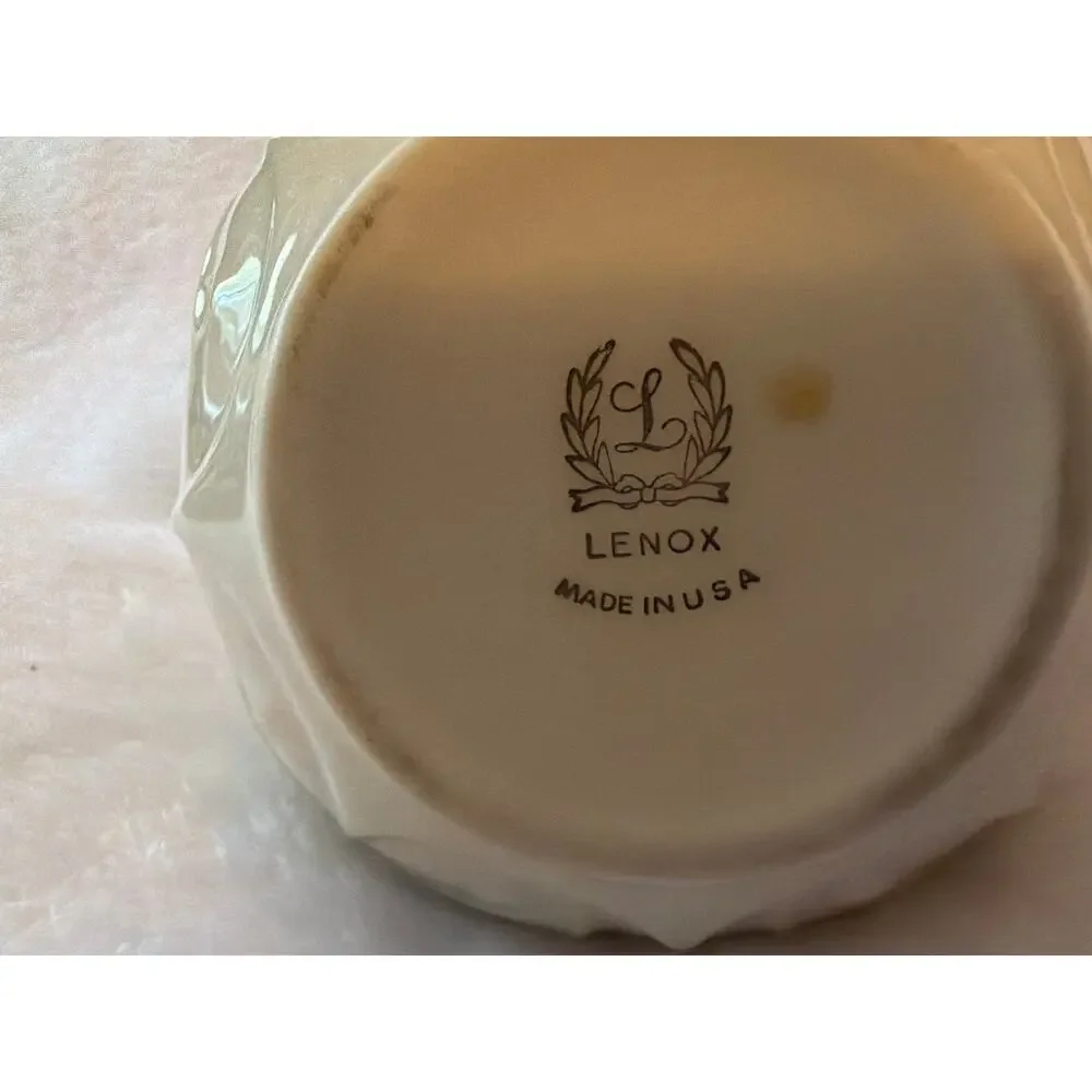 Lenox Cream Gold Trim Creamer Pitcher Leaf Pattern Fine China Made in USA VTG